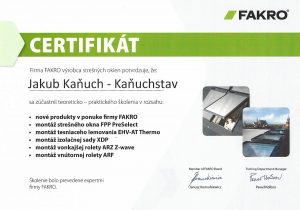 Certifikát školenie Fakro